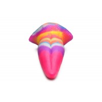 Creature Cocks Tongue - világító szilikon dildó - 21cm (szivárvány) 82411 termék bemutató kép