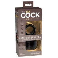 King Cock Elite Crown Jewels - lengőhere, rezgő péniszgyűrű (fekete) 81310 termék bemutató kép