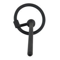 Penisplug - szilikon húgycsőtágító makkgyűrűvel (0,6mm) - fekete 68989 termék bemutató kép