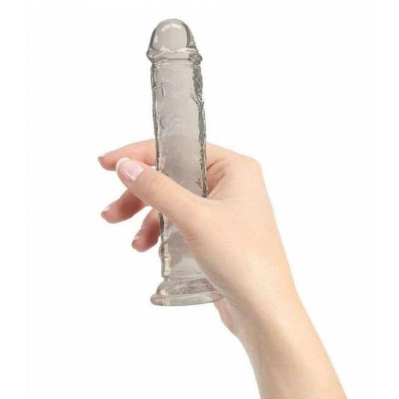 Addiction Crystal - talpas dildó (áttetsző) - 18cm 48583 termék bemutató kép