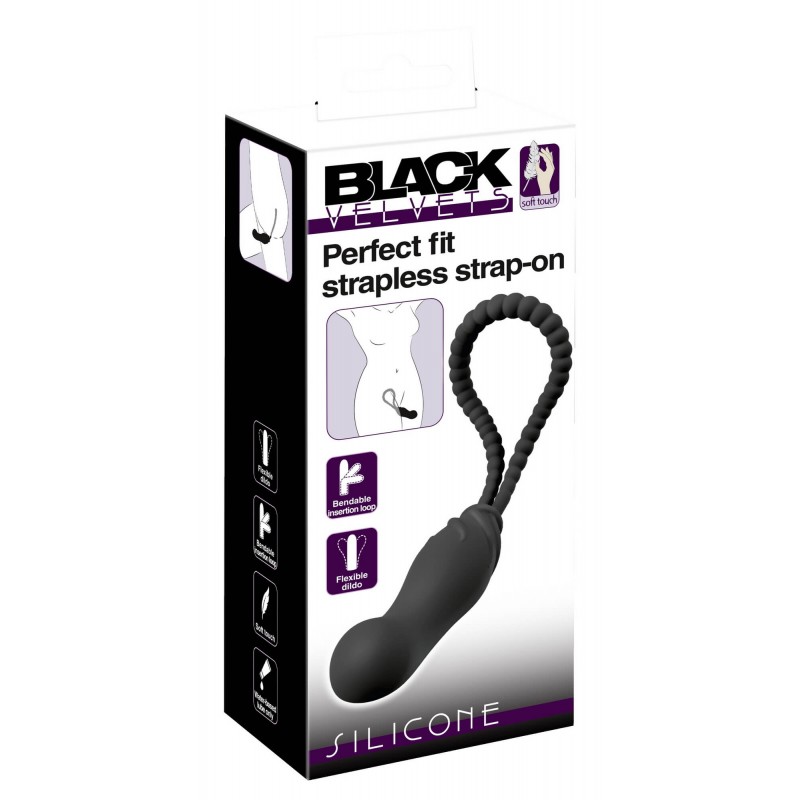 Black Velvet Perfect Fit - pánt nélküli felcsatolható dildó (fekete) 82845 termék bemutató kép