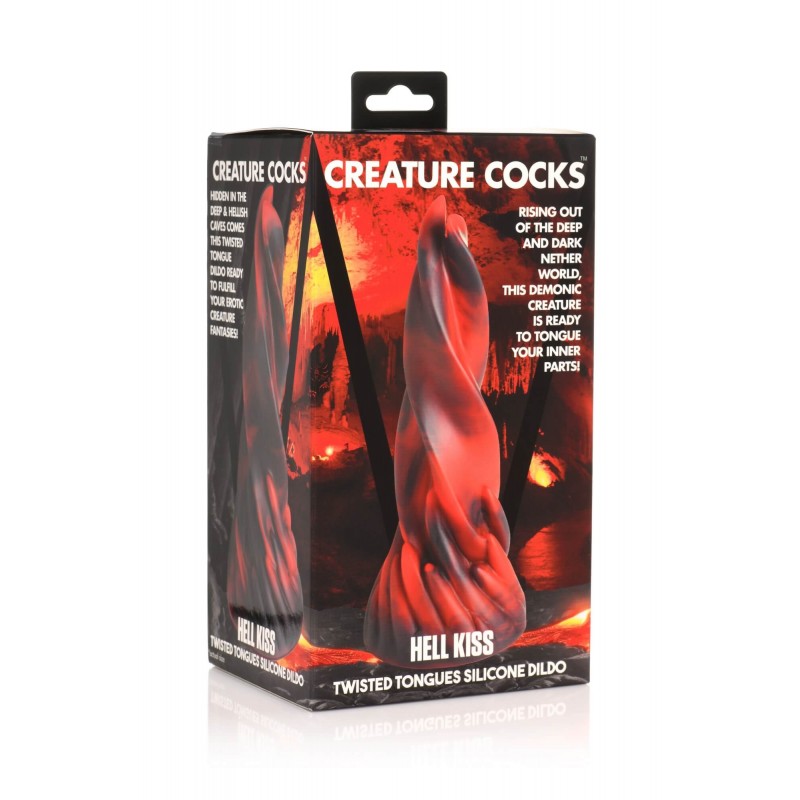 Creature Cocks Hell Kiss - csavart szilikon dildó - 19cm (piros) 82394 termék bemutató kép