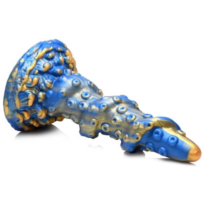 Creature Cocks Kraken - spirálos polipkar dildó - 21cm (arany-kék) 82399 termék bemutató kép