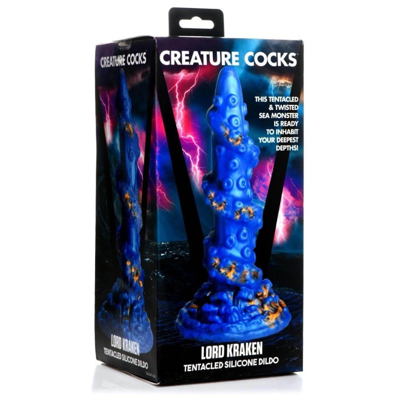Creature Cocks Kraken - spirálos polipkar dildó - 21cm (arany-kék) 82403 termék bemutató kép