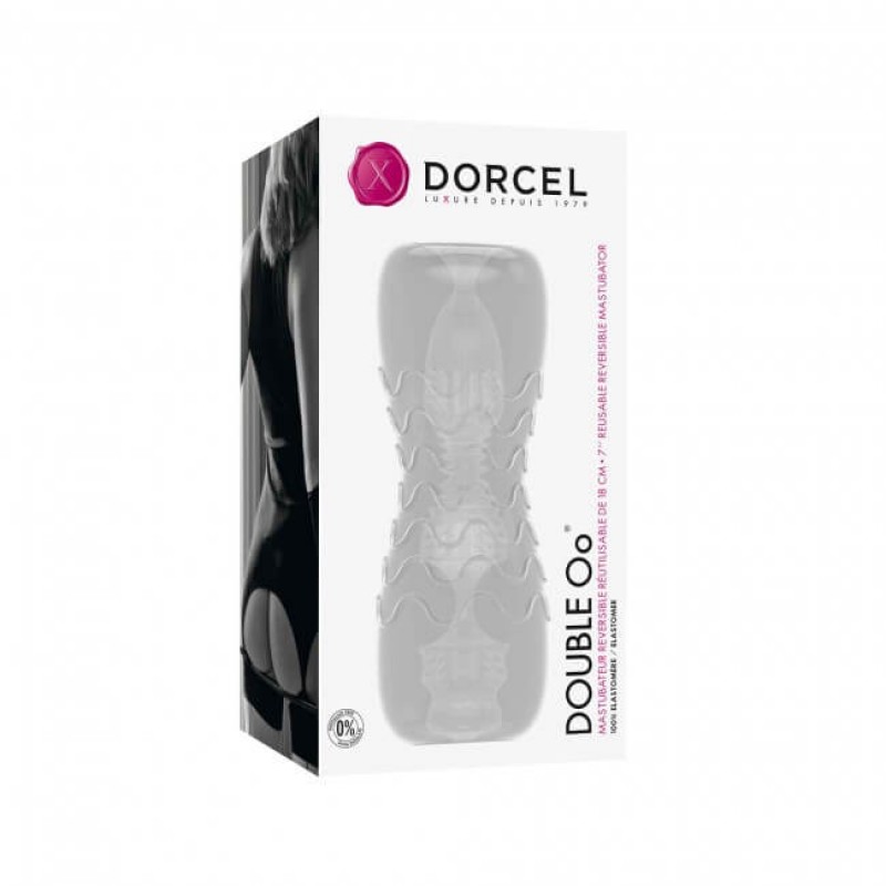 Dorcel Double Oo - férfi maszturbátor (áttetsző) 50702 termék bemutató kép
