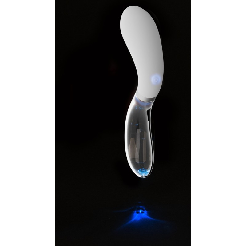 Liaison - akkus, szilikon-üveg LED vibrátor (áttetsző-fehér) 92090 termék bemutató kép