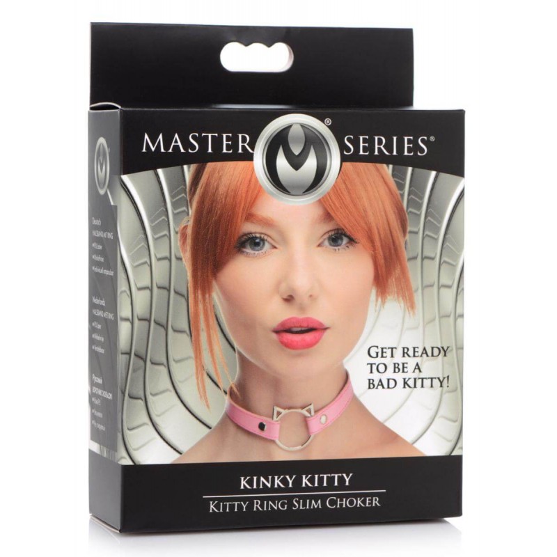 Master Series Kinky Kitty - nyakörv cica fej karikával (pink) 52967 termék bemutató kép