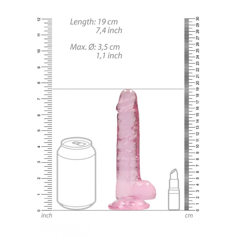 REALROCK - áttetsző élethű dildó - pink (17cm) 47728 termék bemutató kép