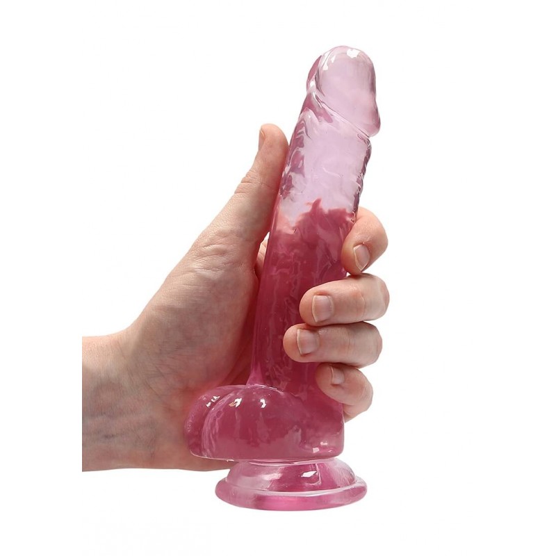 REALROCK - áttetsző élethű dildó - pink (17cm) 47732 termék bemutató kép