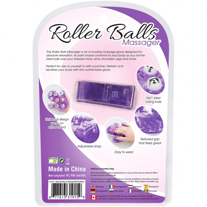 Roller Balls Massager - masszírozó kézfeltét (lila) 52871 termék bemutató kép