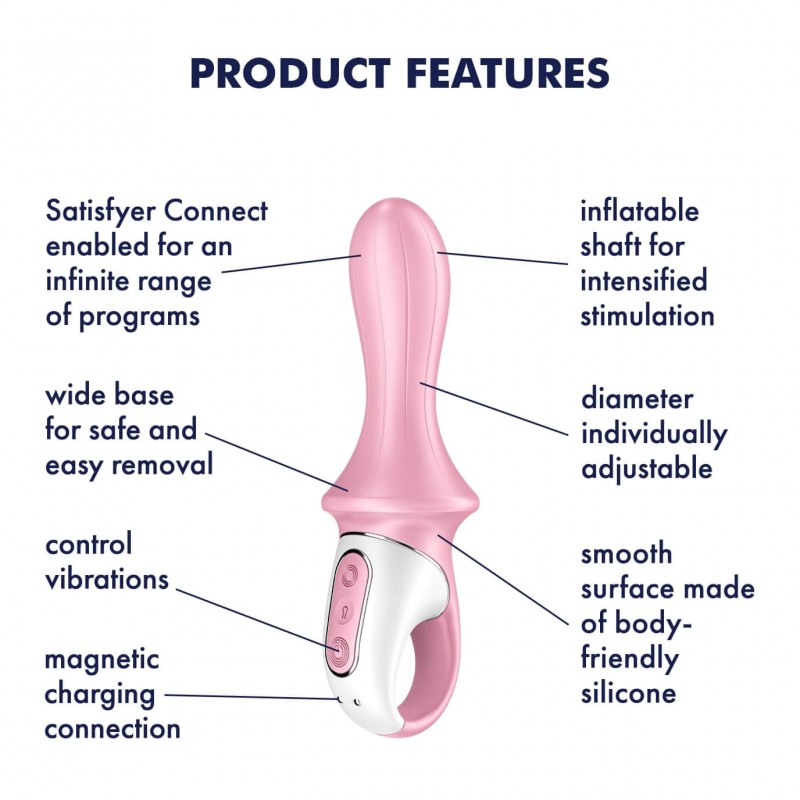 Satisfyer Air Pump Booty 5 - okos pumpálható anál vibrátor (pink) 80426 termék bemutató kép