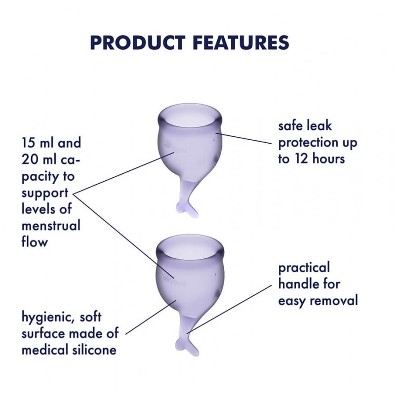Satisfyer Feel Secure - menstruációs kehely (lila) - 2db 81676 termék bemutató kép