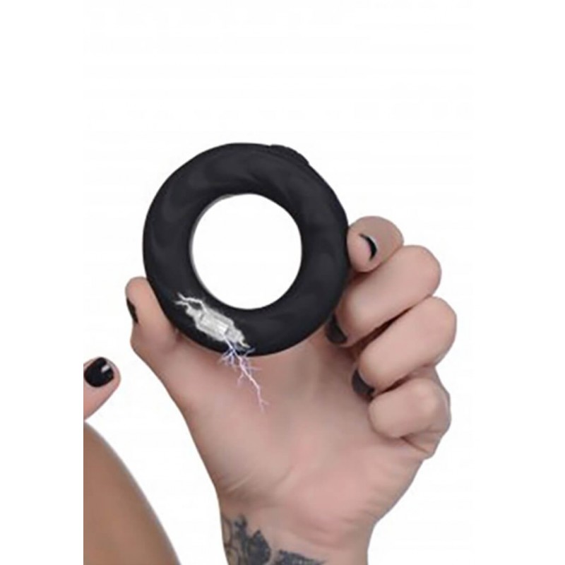 Zeus - rádiós, E-Stim péniszgyűrű (fekete) 77692 termék bemutató kép