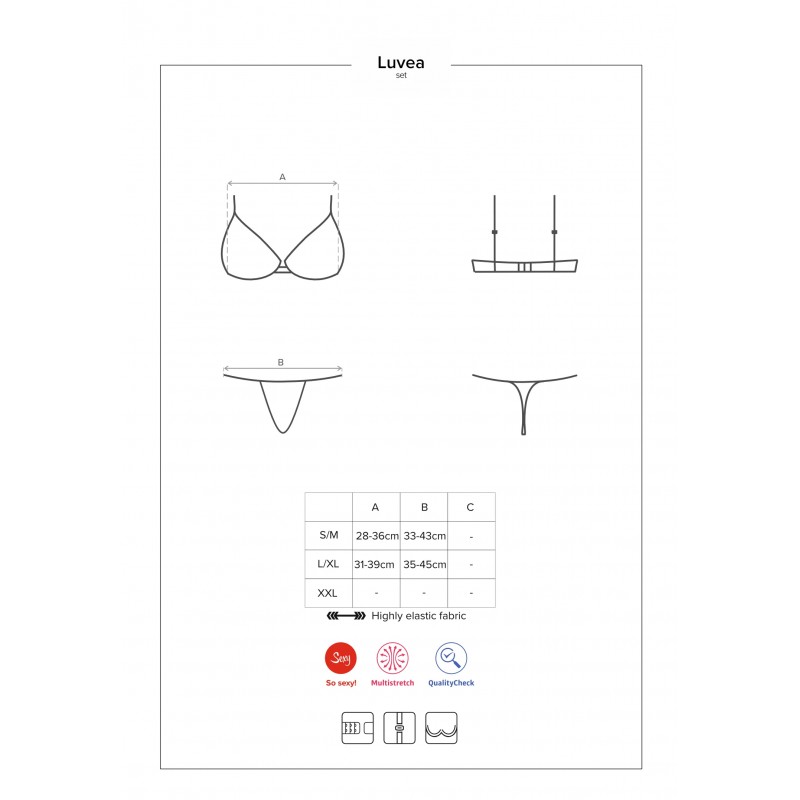 Obsessive Luvae - virágos, strasszos melltartó szett (fekete) 42972 termék bemutató kép