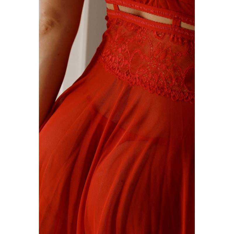 Obsessive 838-BAB-3 - pikáns csipkés babydoll és tanga (piros) 70789 termék bemutató kép