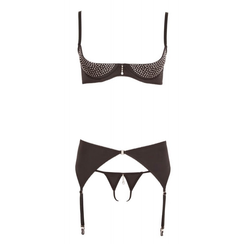 Abierta Fina - csillogó köves fehérnemű szett (fekete) 63543 termék bemutató kép