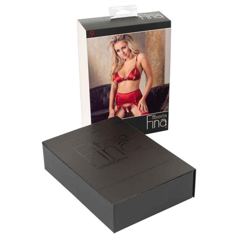 Abierta Fina - csillogó láncos fehérnemű szett (piros) 79699 termék bemutató kép