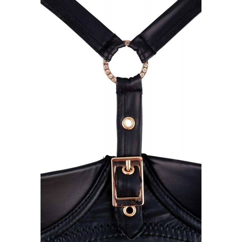 Abierta Fina - szatén fényű, mellemelős ruha (fekete) 79399 termék bemutató kép