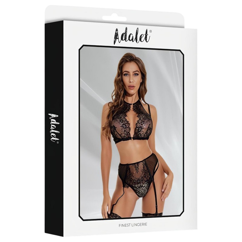 Adalet Evelyn - 3 részes csipkés szexi fehérnemű szett (fekete) 154790 termék bemutató kép