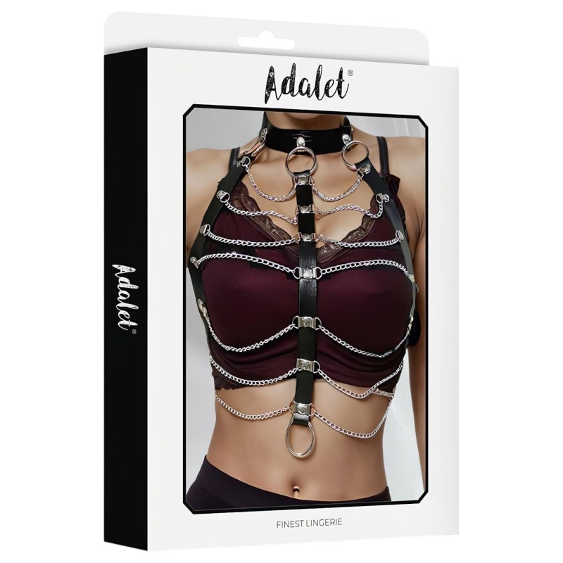 Adalet Hilda - vegán bőr láncos hám (fekete) 122509 termék bemutató kép