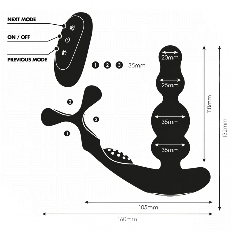Addicted Toys - forgó fejes análvibrátor péniszgyűrűvel (fekete) 126520 termék bemutató kép