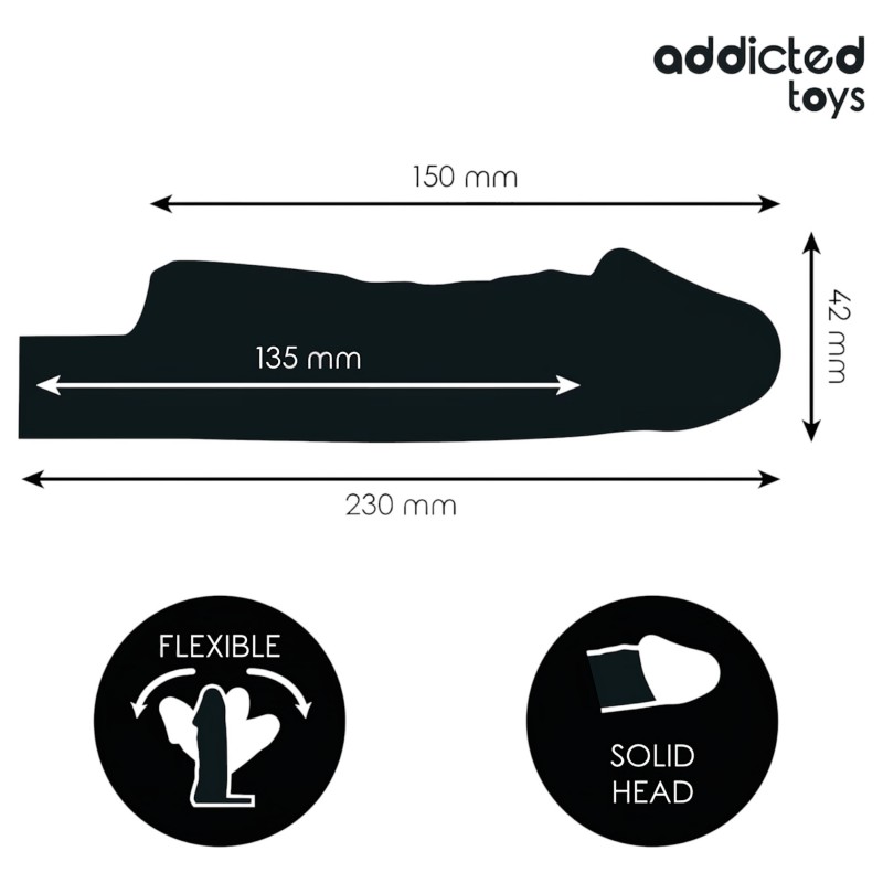 Addicted Toys - péniszköpeny heregyűrűvel - 23 cm (átlátszó) 134471 termék bemutató kép