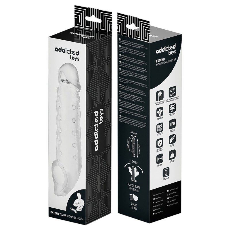 Addicted Toys - péniszköpeny heregyűrűvel - 23 cm (átlátszó) 134475 termék bemutató kép