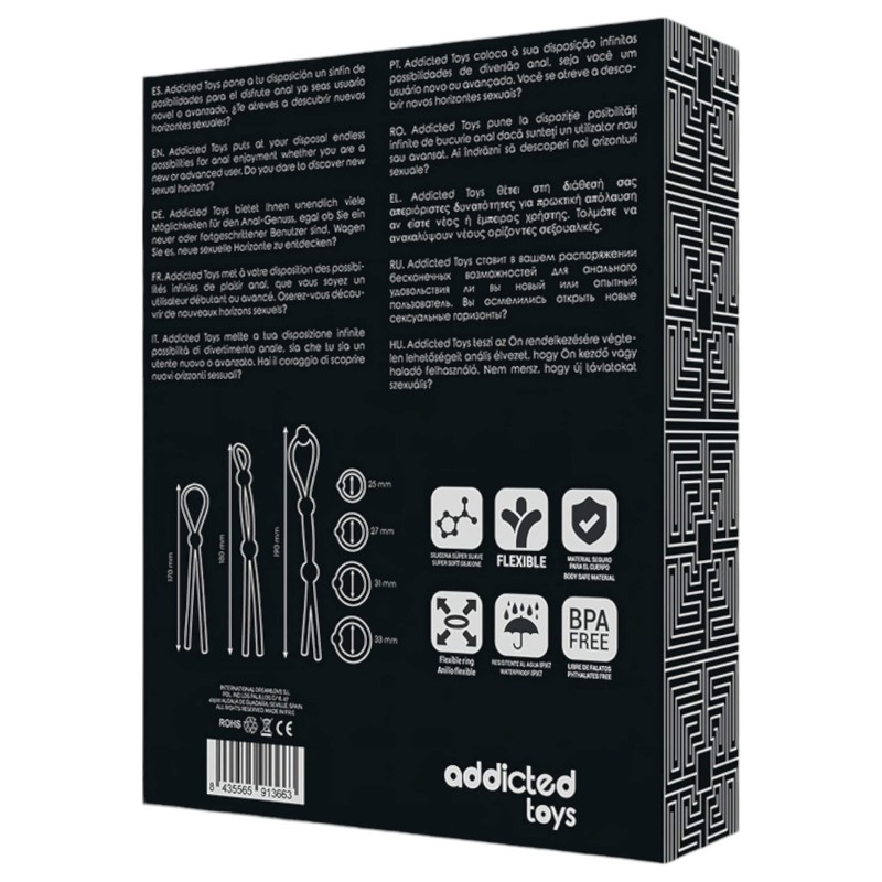 Addicted Toys - szilikon péniszgyűrű szett - 7 db (fekete) 133359 termék bemutató kép