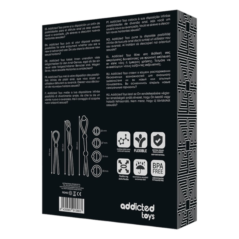 Addicted Toys - szilikon péniszgyűrű szett - 7db (fekete) 93629 termék bemutató kép