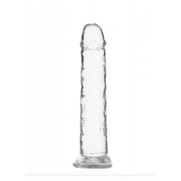 Addiction Crystal - tapadókorongos dildó (átlátszó) - 18cm