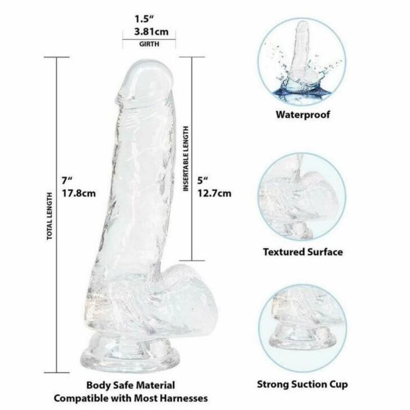 Addiction Crystal - tapadókorongos dildó (átlátszó) - 18cm 48584 termék bemutató kép
