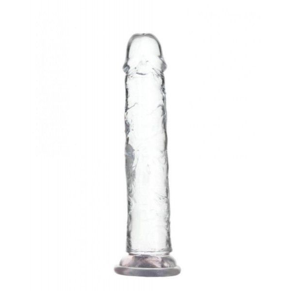 Addiction Crystal - tapadókorongos dildó (átlátszó) - 20cm