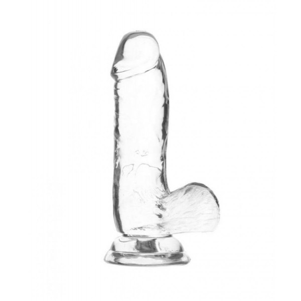 Addiction Crystal - tapadókorongos, herés dildó (átlátszó) - 15cm