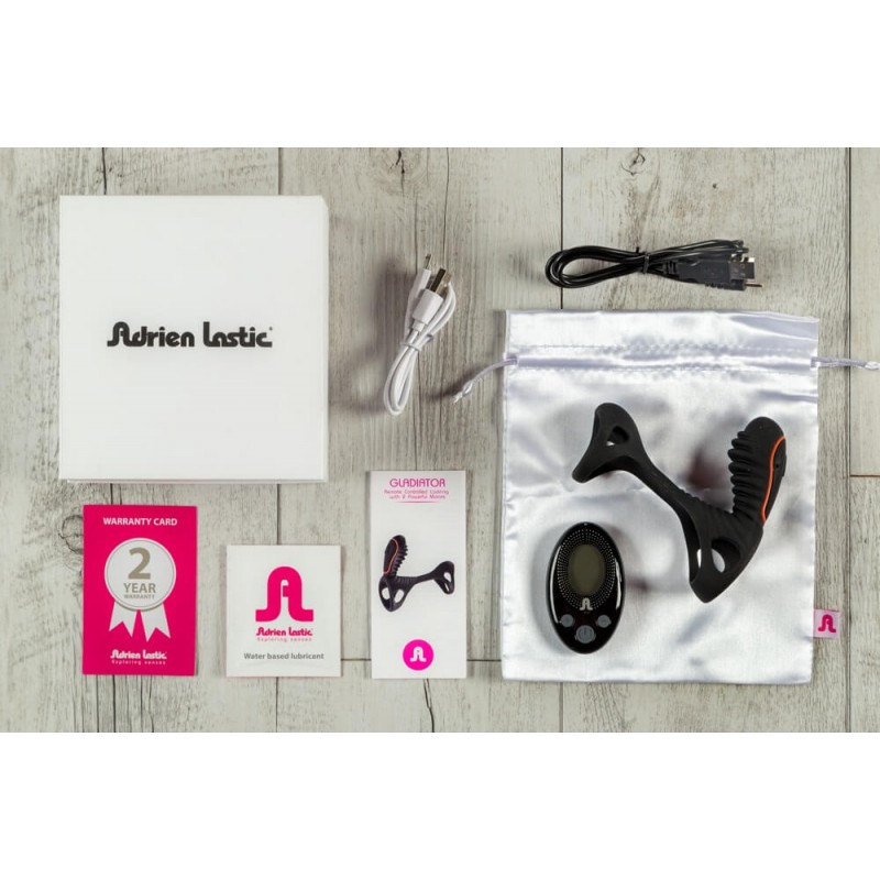 Adrien Lastic Gladiator - akkus, rádiós péniszmandzsetta (fekete) 56253 termék bemutató kép