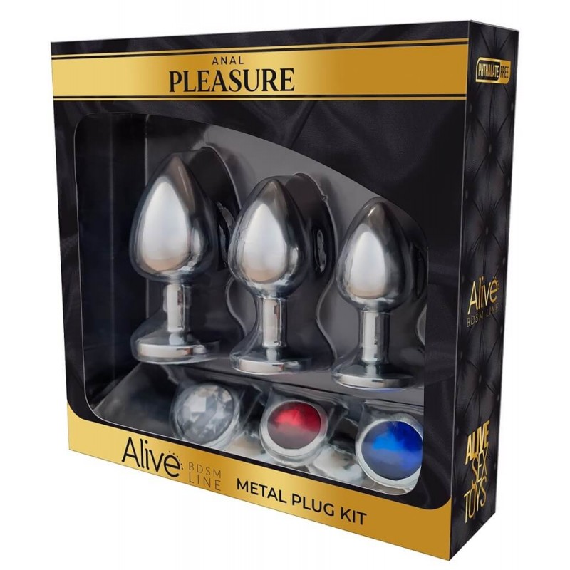 Alive Anal Pleasure - fém anál dildó készlet (ezüst) 78308 termék bemutató kép