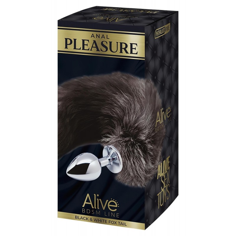 Alive Anal Pleasure - közepes anál plug rókafarokkal (ezüst) 99469 termék bemutató kép