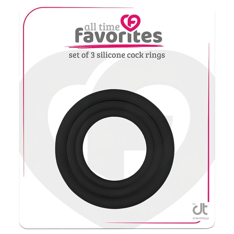 All time Favorites - péniszgyűrű szett - 3 db (fekete) 122717 termék bemutató kép