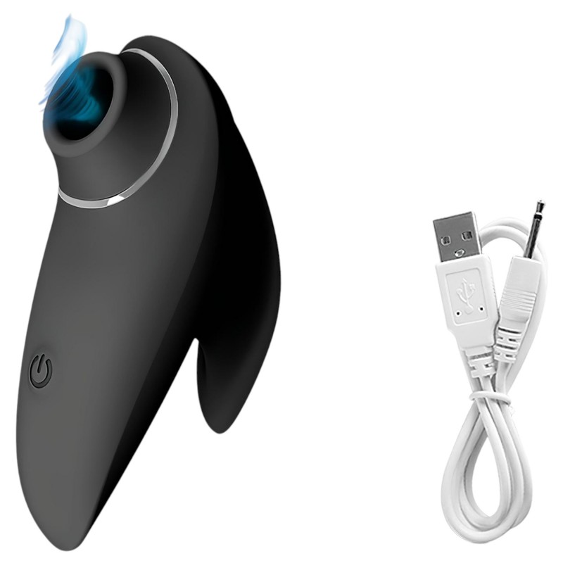 AlvUp - léghullámos csikló izgató vibrátor (fekete) 125990 termék bemutató kép