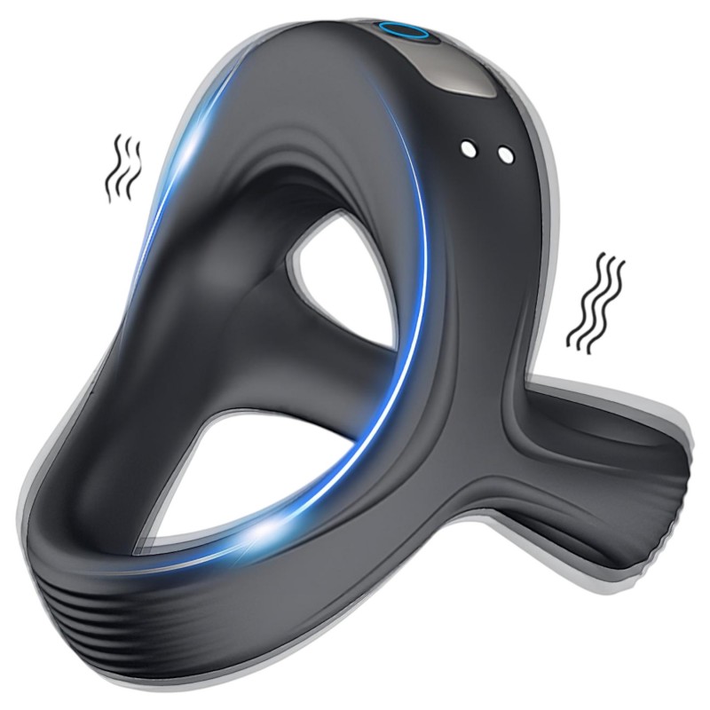 AlvUp - vibrációs pénisz- és heregyűrű (fekete) 126001 termék bemutató kép