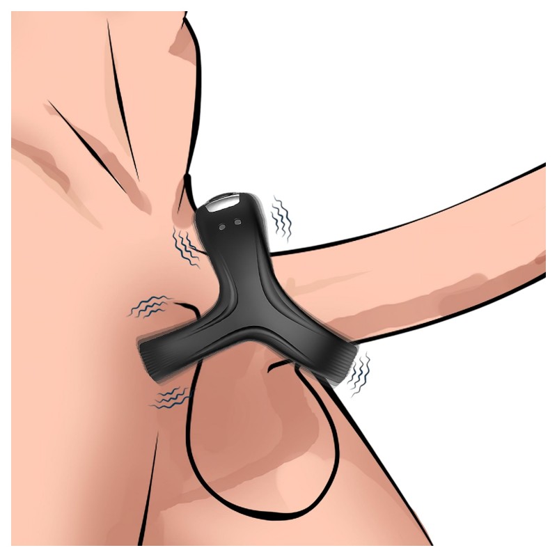 AlvUp - vibrációs pénisz- és heregyűrű (fekete) 126002 termék bemutató kép