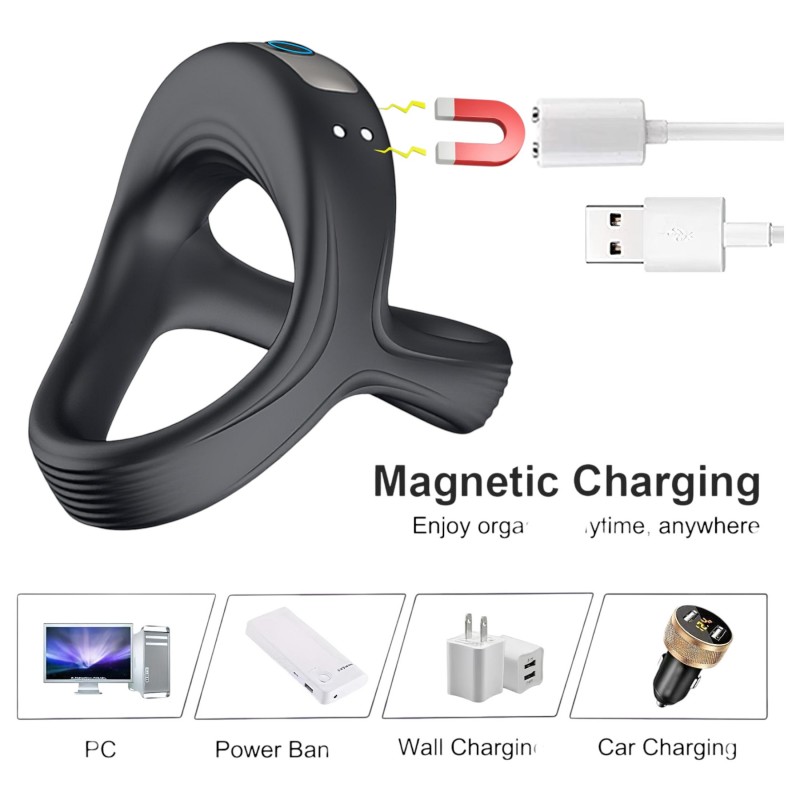 AlvUp - vibrációs pénisz- és heregyűrű (fekete) 126003 termék bemutató kép