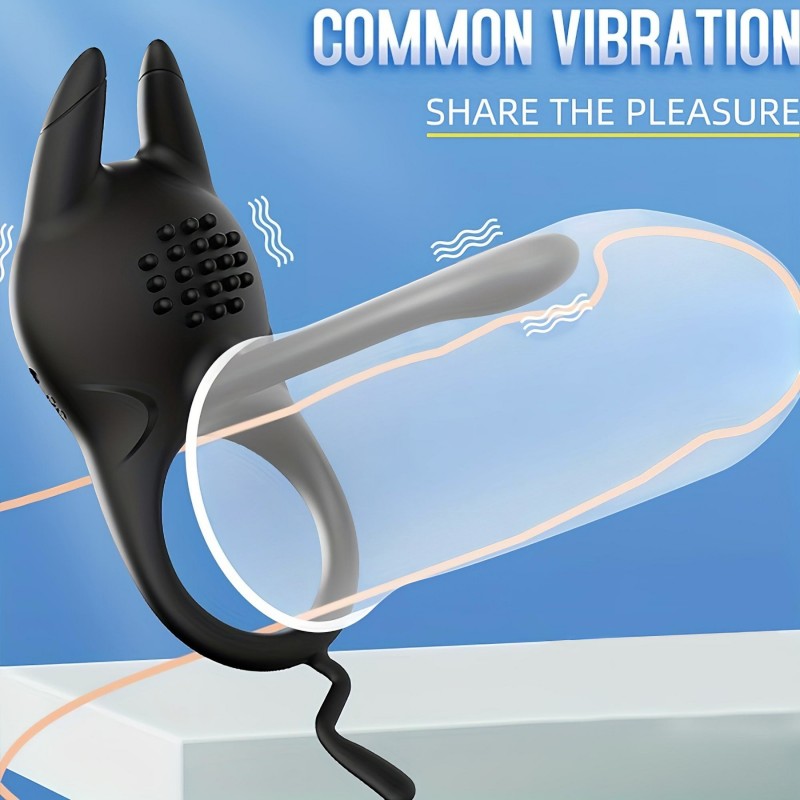 AlvUp - vibrációs péniszgyűrű csiklóizgatóval (fekete) 125987 termék bemutató kép