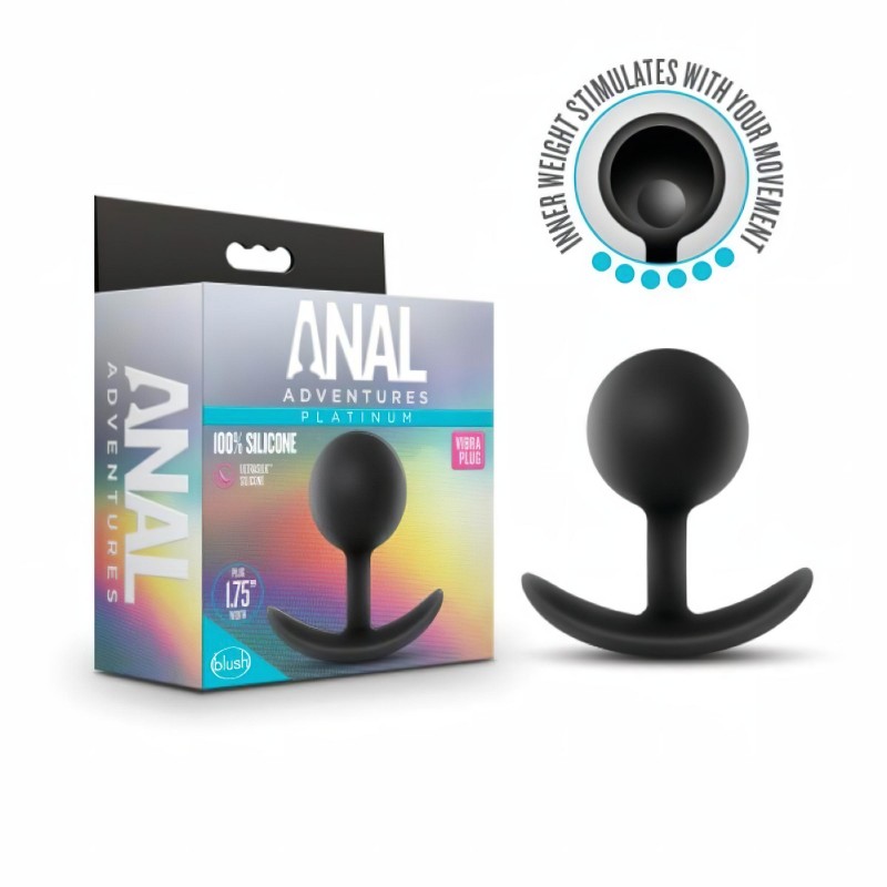 Anal Adventures Platinum Vibra Plug - anál dildó (fekete) 102431 termék bemutató kép