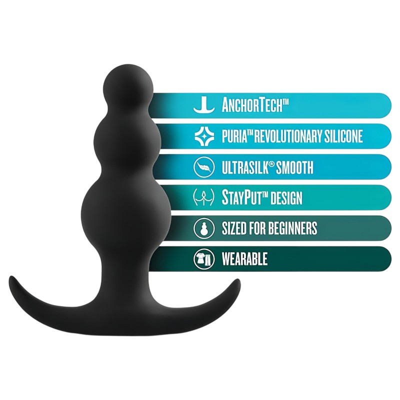 Anal Adventures Platinum - gyöngyös anál plug (fekete) 123665 termék bemutató kép