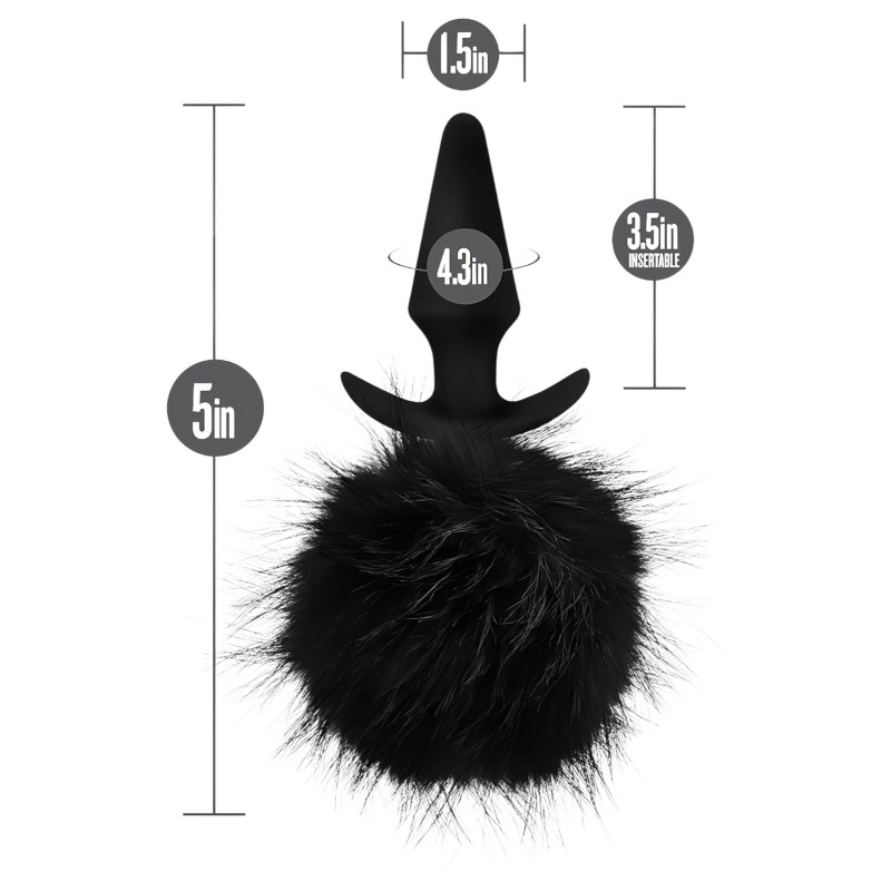 Anal Adventures Platinum - szilikon anál plug nyuszifarokkal (fekete) 161618 termék bemutató kép