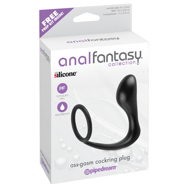analfantasy ass-gasm - anál plug péniszgyűrűvel (fekete) 103732 termék bemutató kép