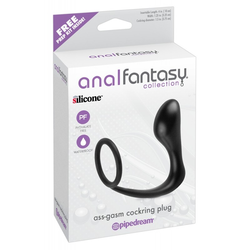 analfantasy ass-gasm - anál plug péniszgyűrűvel (fekete) 21737 termék bemutató kép