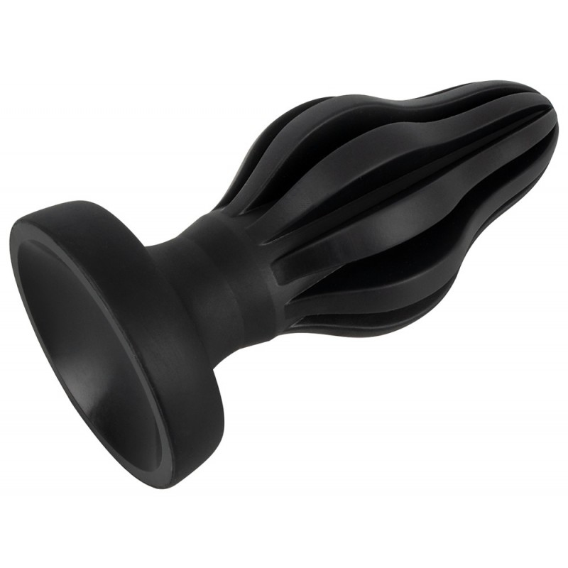 ANOS - szuperpuha, bordázott anál dildó - 5cm (fekete) 70130 termék bemutató kép