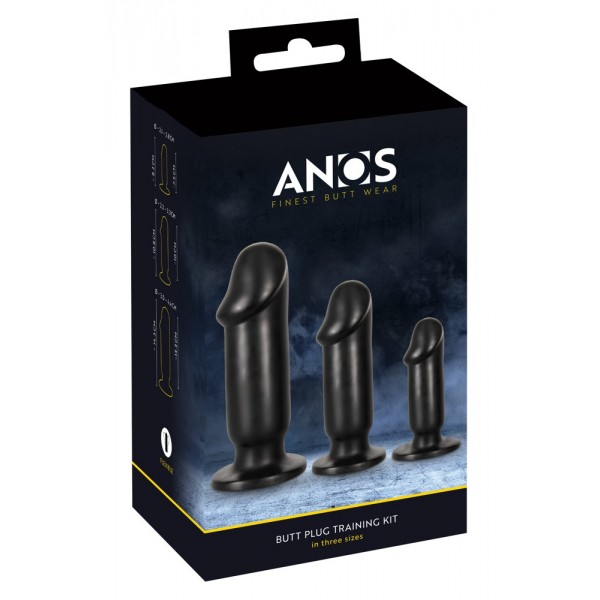 Anos Training Kit - anál plug szett (3 részes) - fekete