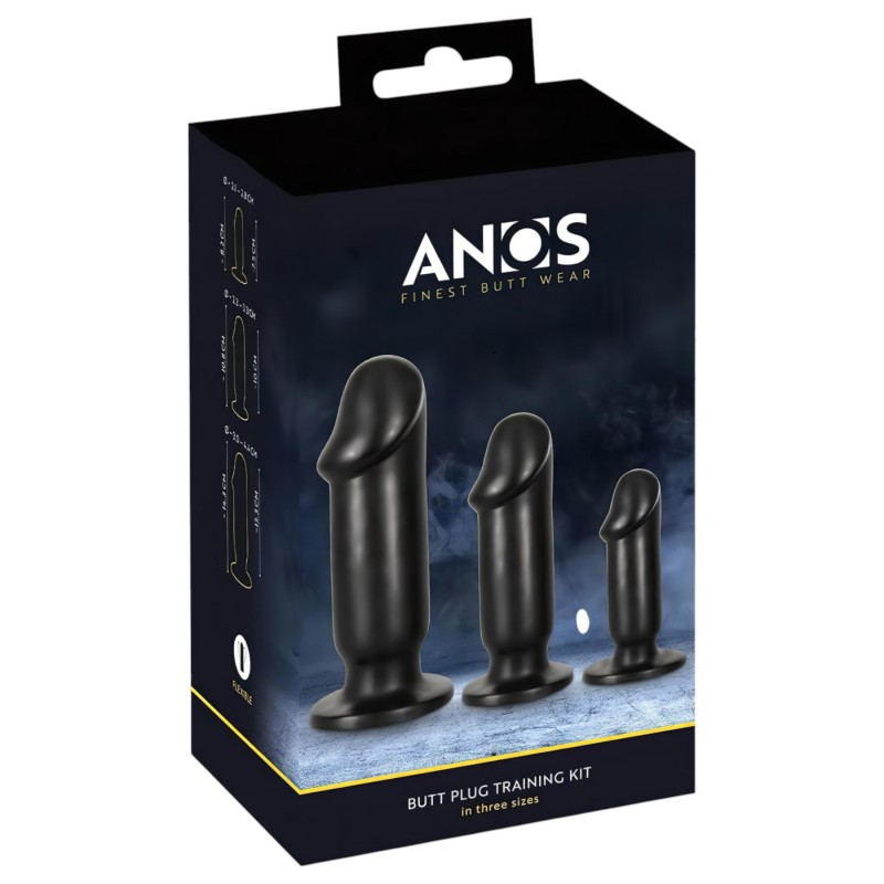 Anos Training Kit - anál plug szett (3 részes) - fekete 114357 termék bemutató kép
